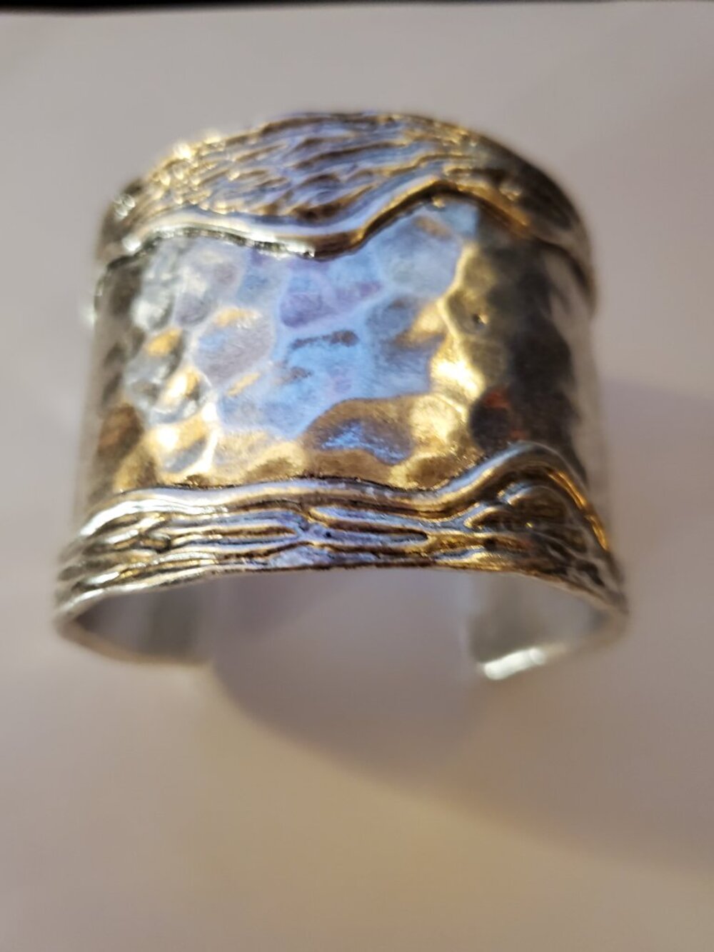 KARINE SULTAN SILVER HAMMERED CUFF BRACELET NWOT